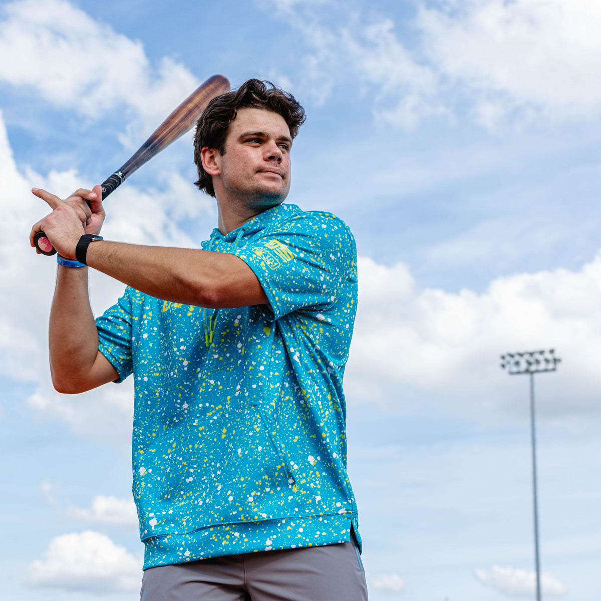 BSBL-SZN Short Sleeve Hoodie V3 - Splatter Highlighter