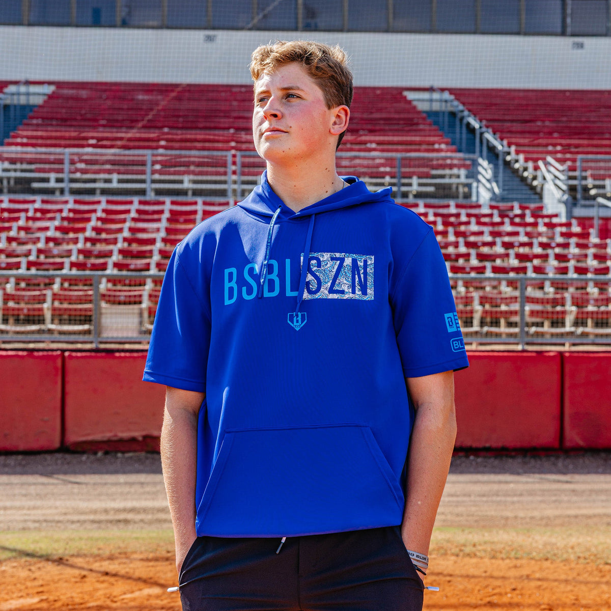 BSBL-SZN Youth Short Sleeve Hoodie V3 - Royal Blue/Oceans