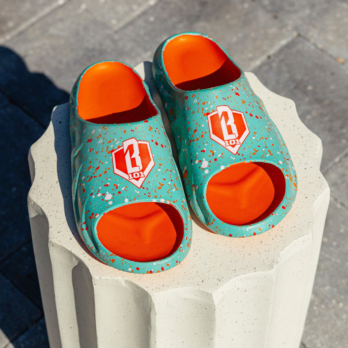 Youth Slides - Splatter Teal