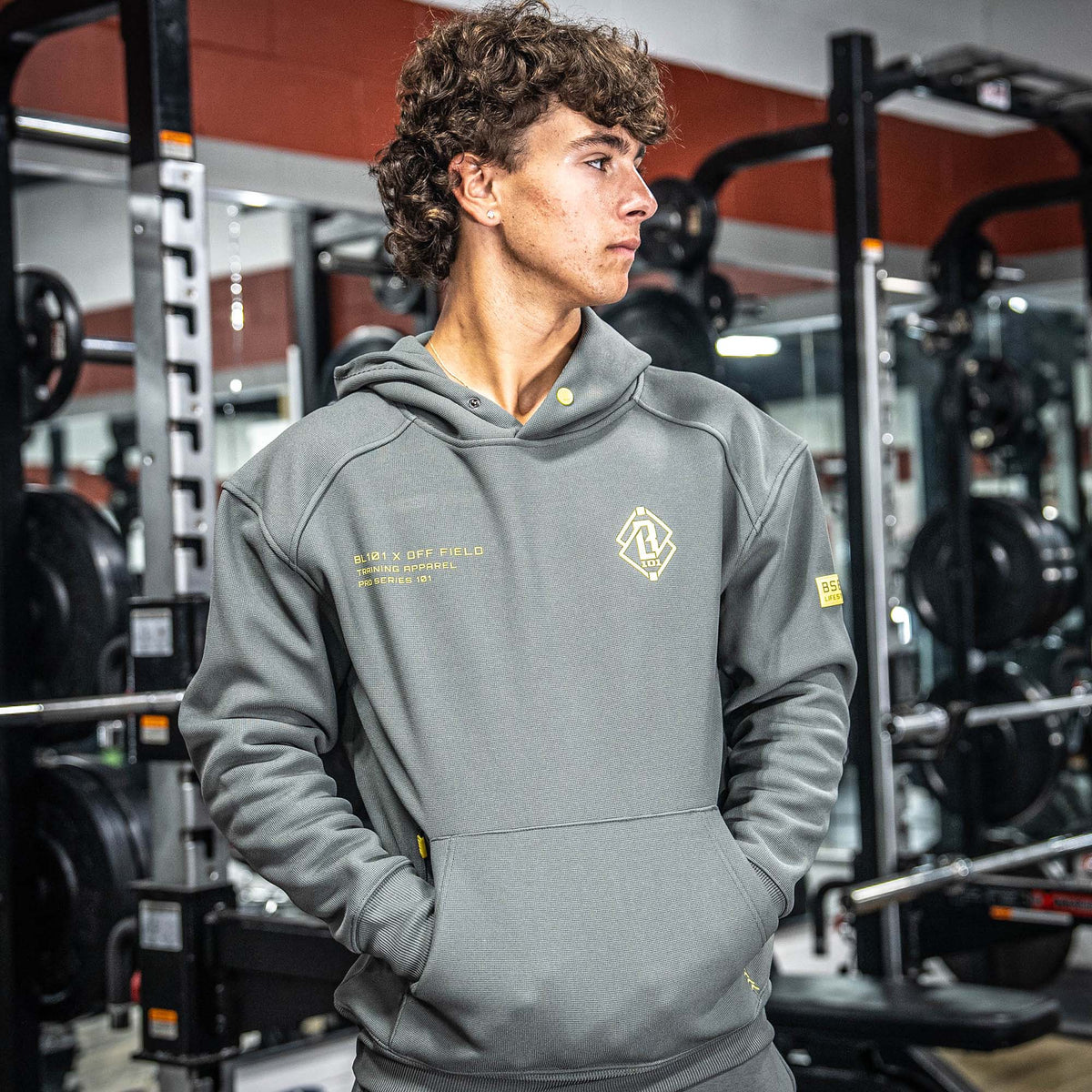 Off-Field Waffle Performance Hoodie - Gray/Yellow