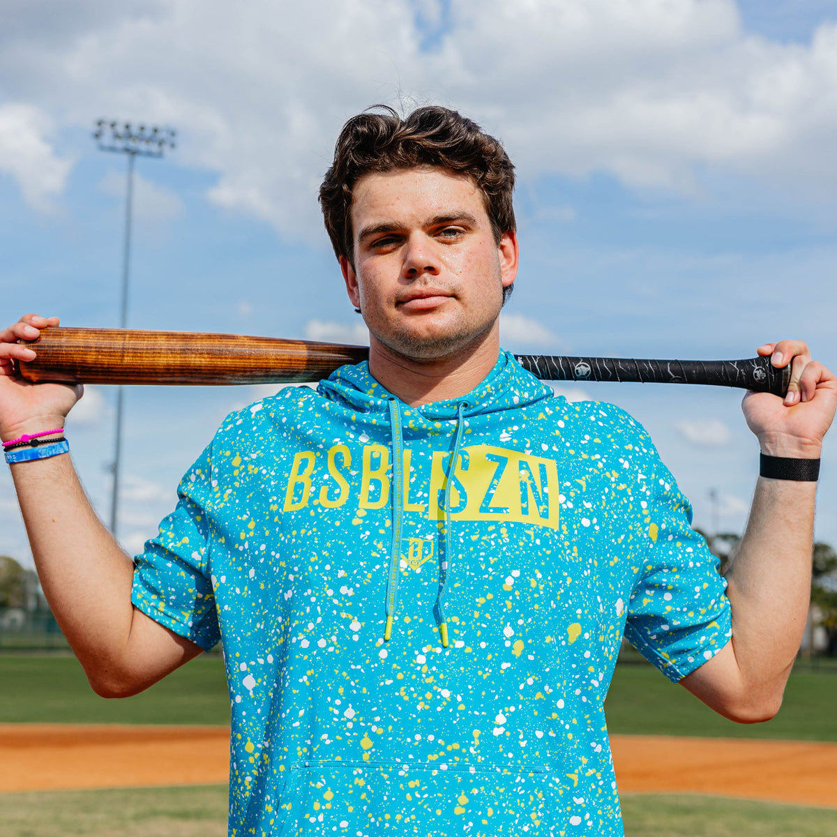 BSBL-SZN Short Sleeve Hoodie V3 - Splatter Highlighter