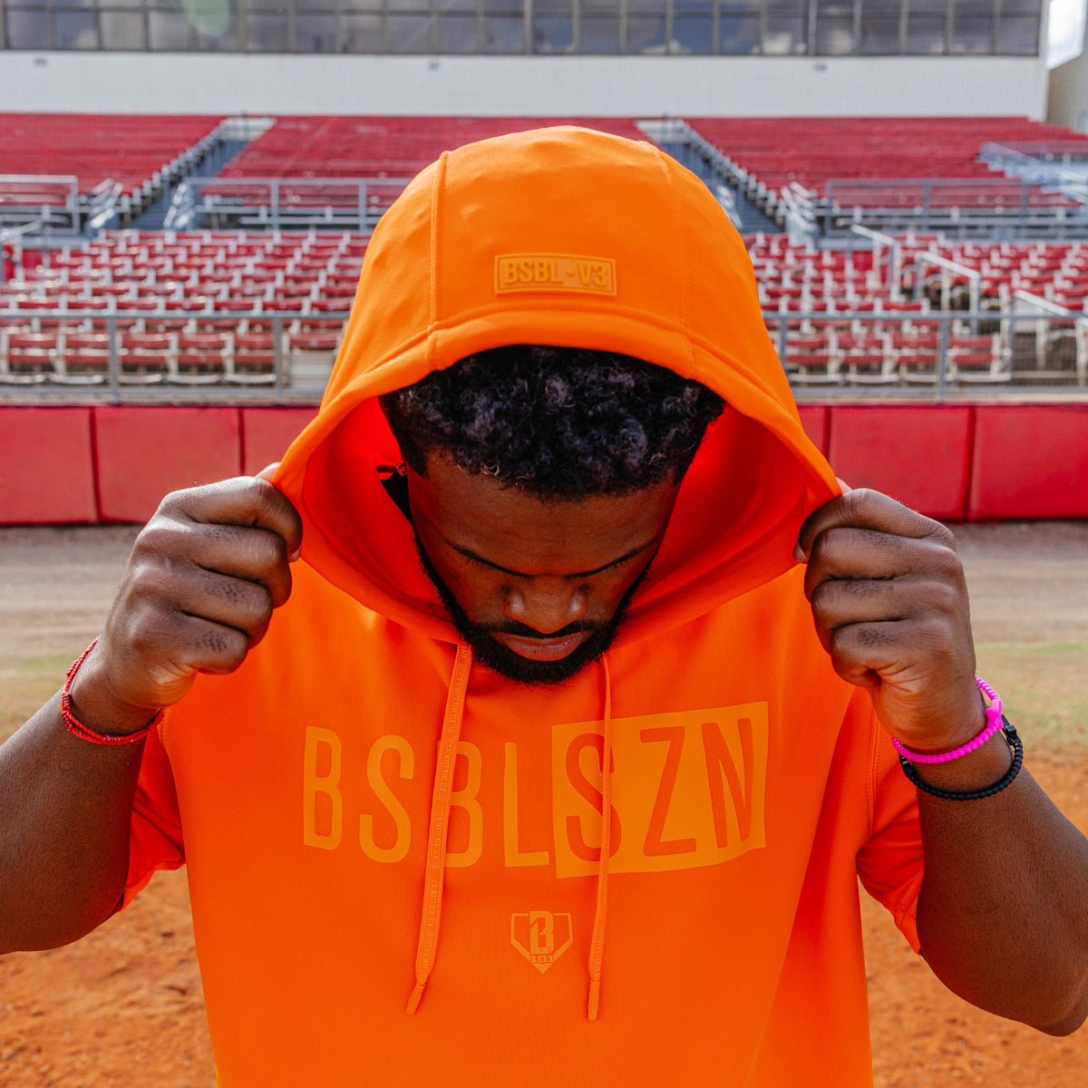 BSBL-SZN Youth Short Sleeve Hoodie V3 - Orange