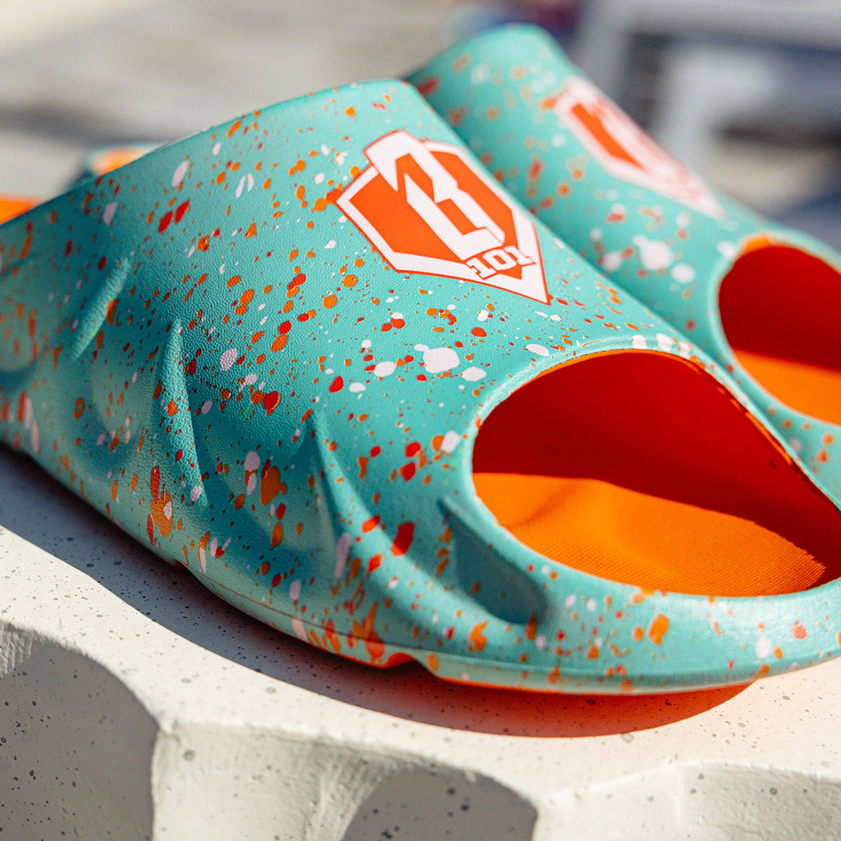 Youth Slides - Splatter Teal