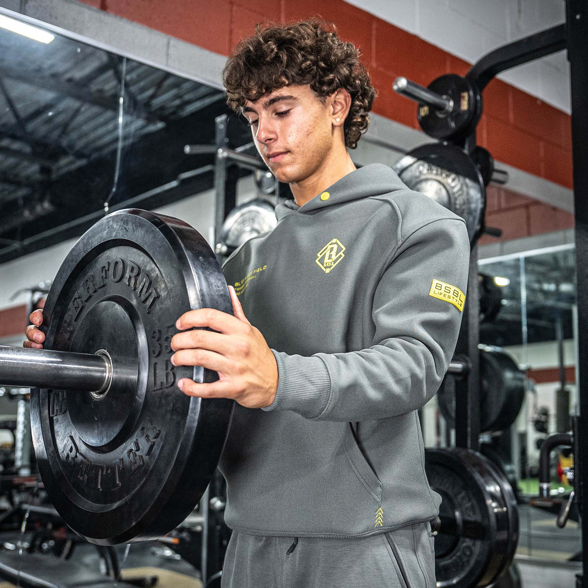 Off-Field Waffle Performance Hoodie - Gray/Yellow