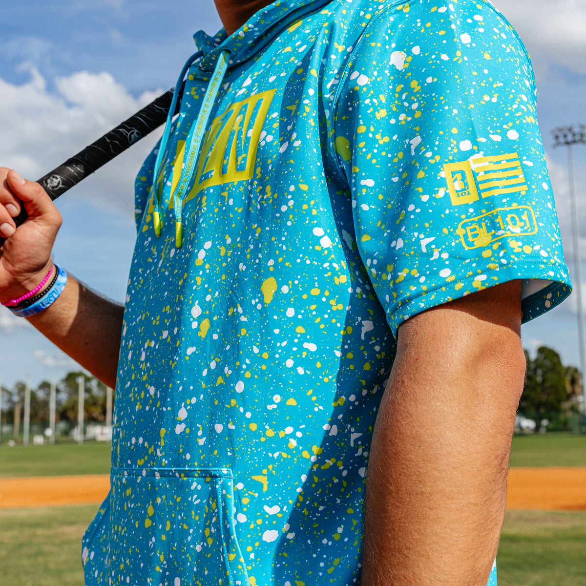 BSBL-SZN Short Sleeve Hoodie V3 - Splatter Highlighter