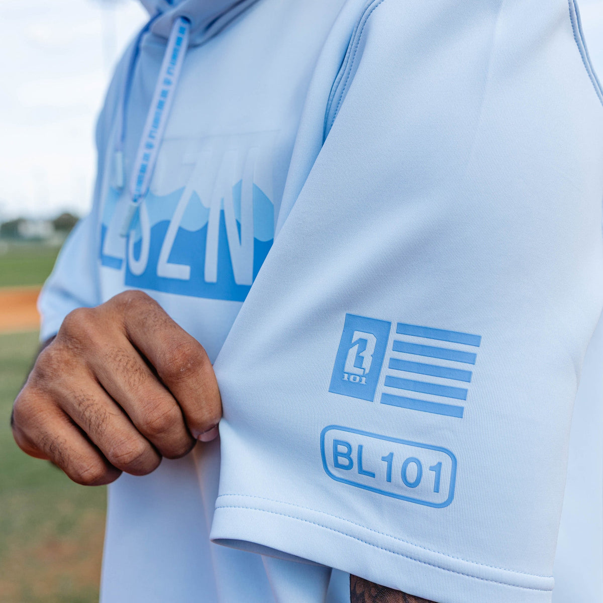 BSBL-SZN Short Sleeve Hoodie V3 - Powder Blue/Wavy