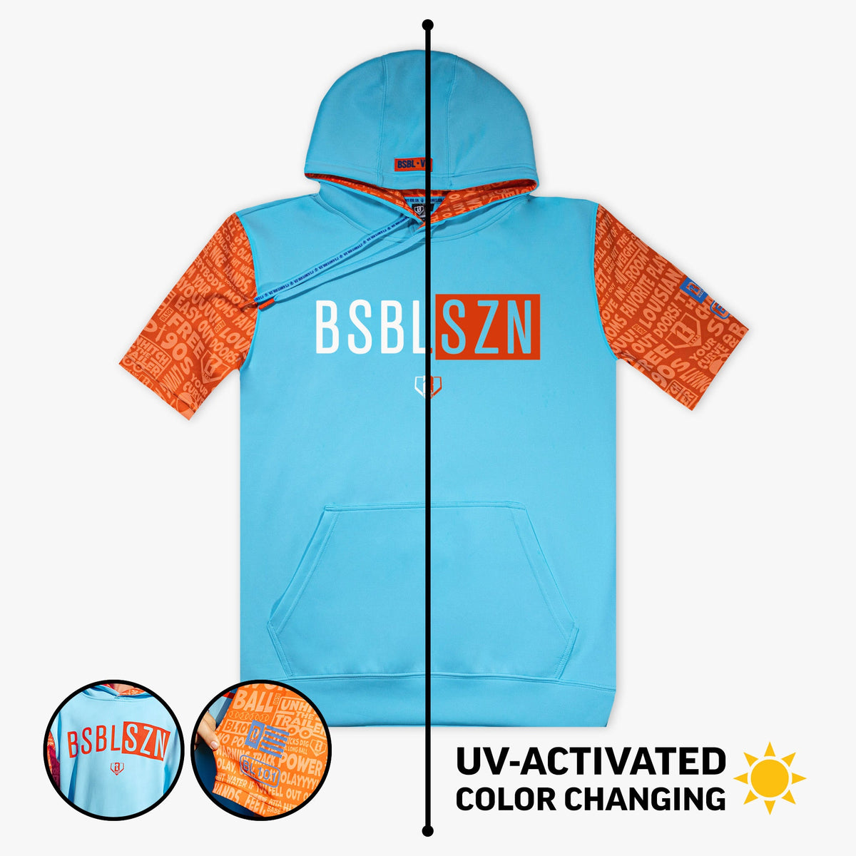 BSBL-SZN V3 Short Sleeve Hoodie - Blue/Orange