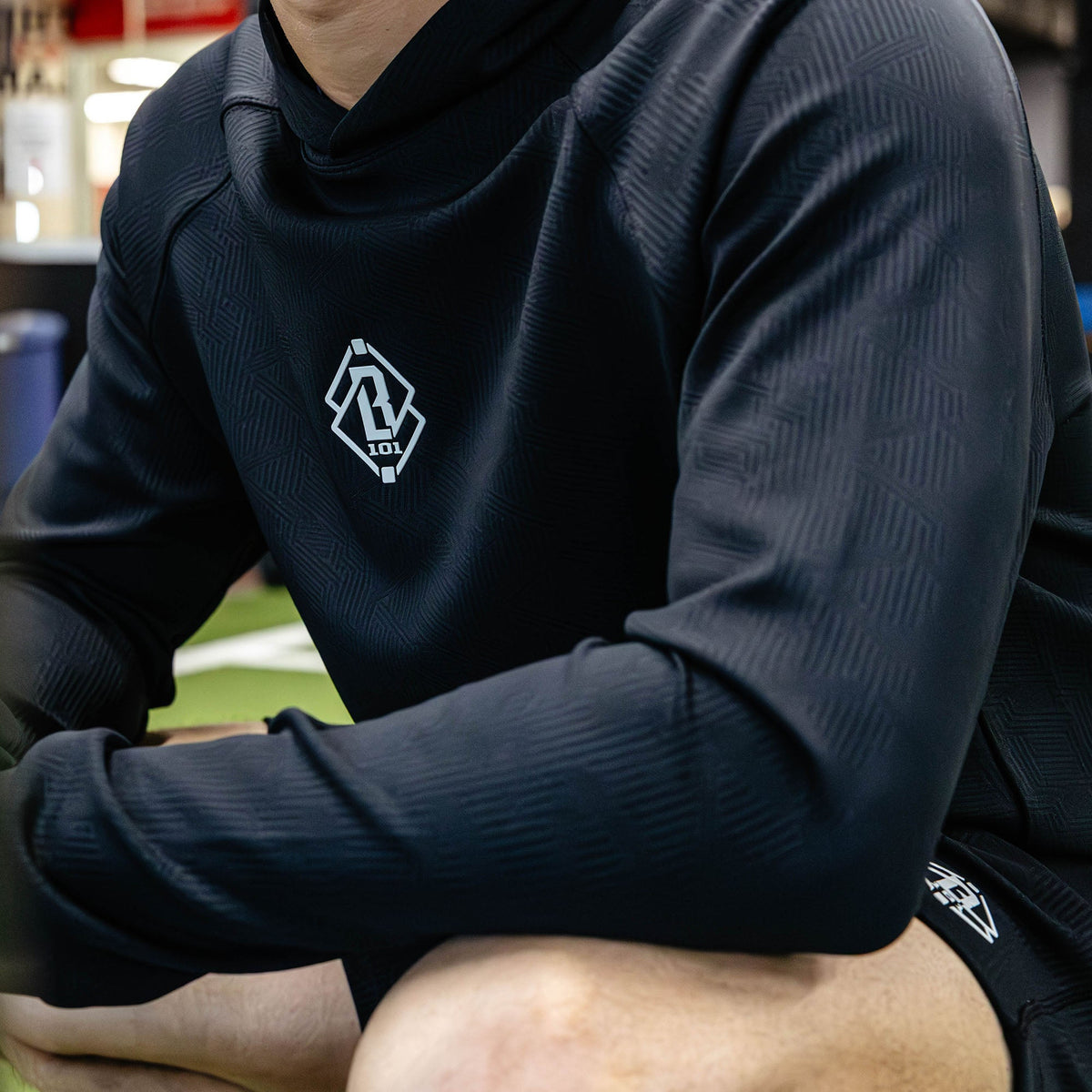Diamond Tech Jacquard Youth Hoodie - Black