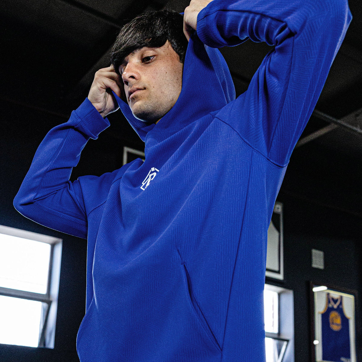 Diamond Tech Jacquard Youth Hoodie - Royal Blue