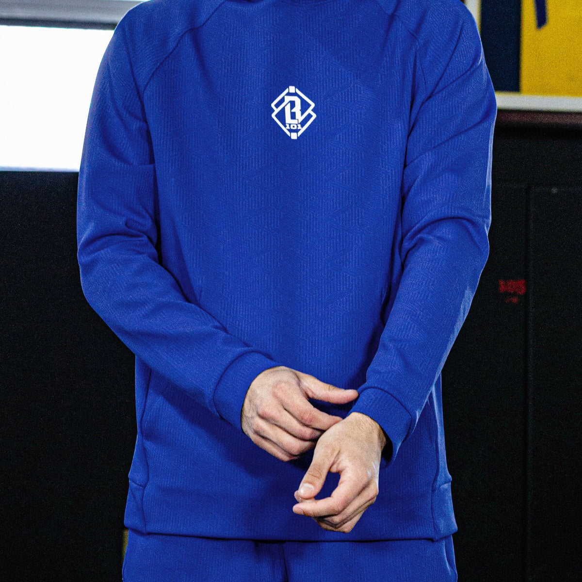 Diamond Tech Jacquard Youth Hoodie - Royal Blue