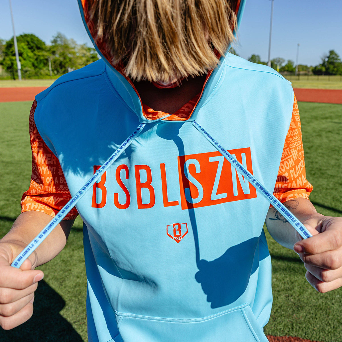 BSBL-SZN V3 Short Sleeve Hoodie - Blue/Orange