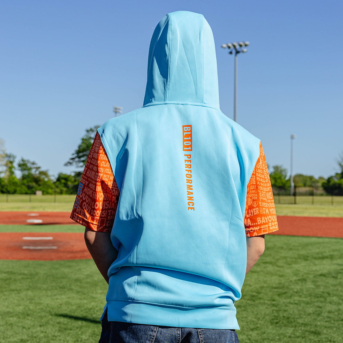 BSBL-SZN V3 Short Sleeve Hoodie - Blue/Orange