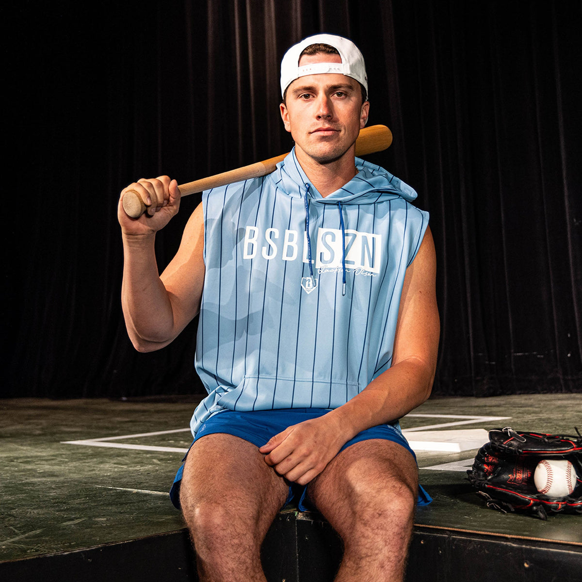 BSBL-SZN Sleeveless Hoodie V3 - Blue Pinstripes
