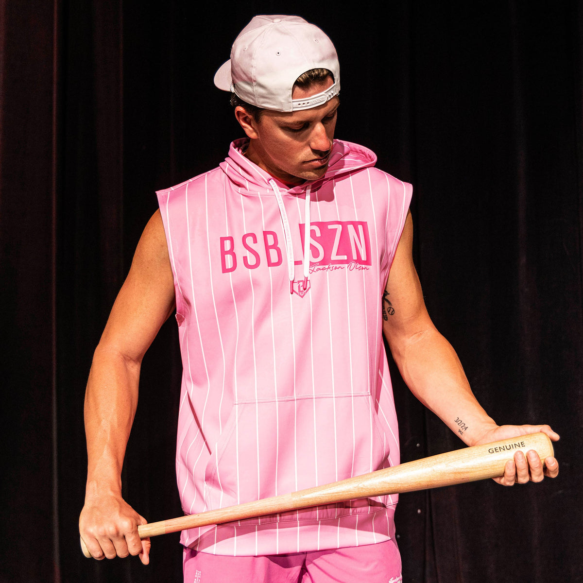 BSBL-SZN Sleeveless Hoodie V3 - Pink Pinstripes