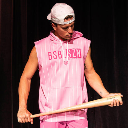 BSBL-SZN Sleeveless Hoodie V3 - Pink Pinstripes