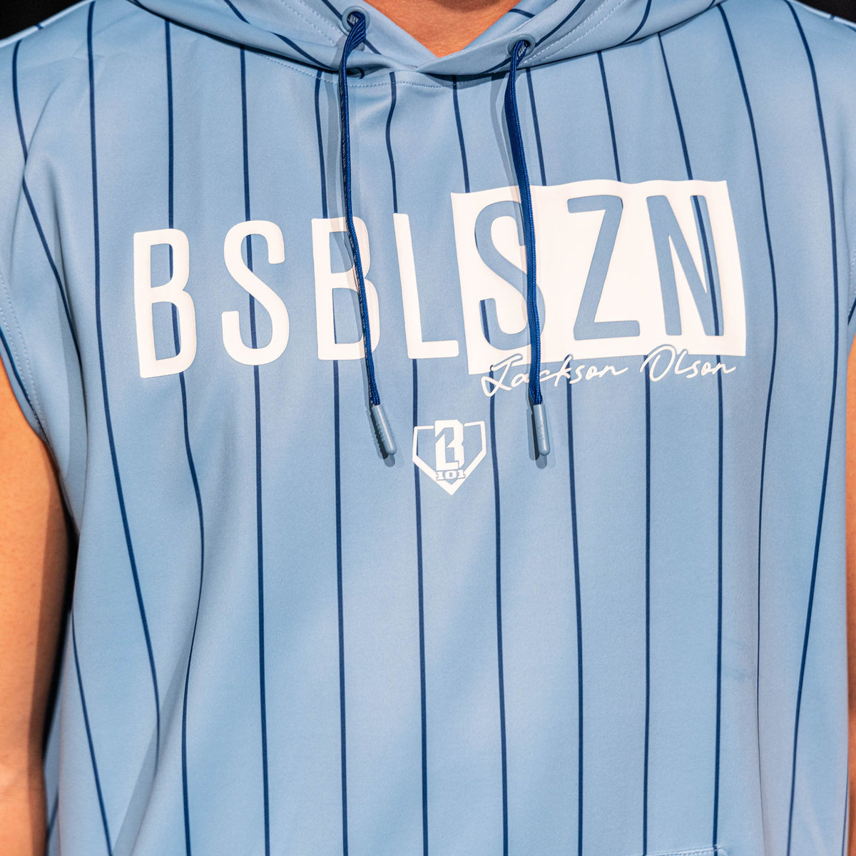 BSBL-SZN Sleeveless Hoodie V3 - Blue Pinstripes