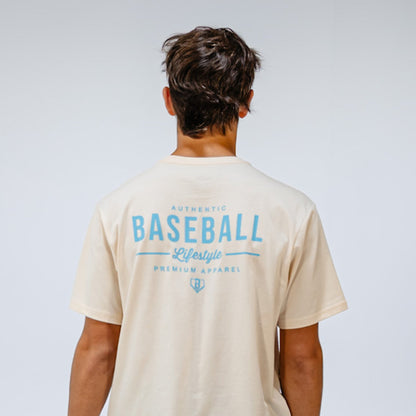 Authentic Tee - Bone/Light Blue
