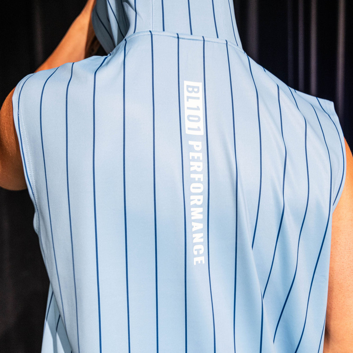 BSBL-SZN Sleeveless Hoodie V3 - Blue Pinstripes