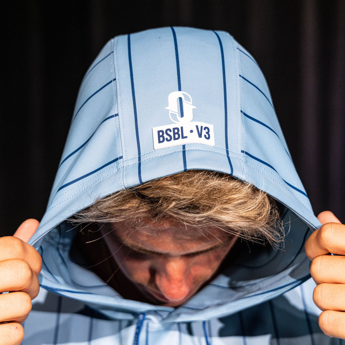 BSBL-SZN Sleeveless Hoodie V3 - Blue Pinstripes