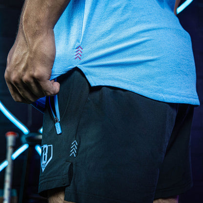 Pro Series Shorts V2 with Liner - Black/Light Blue