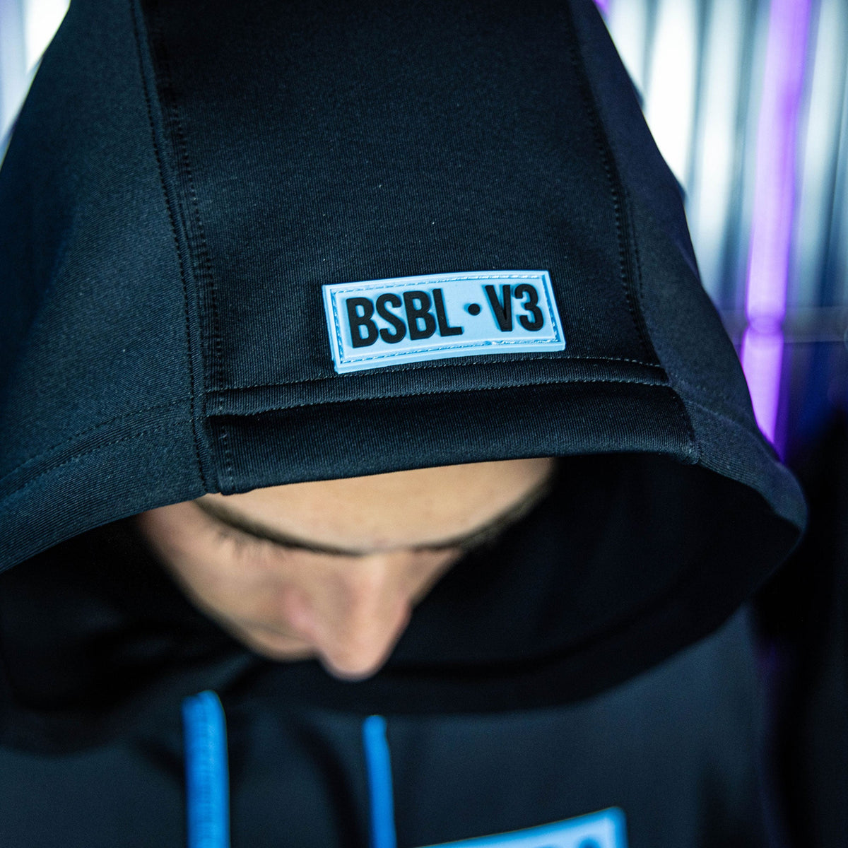 BSBL-SZN Short Sleeve Hoodie V3 - Black/Light Blue