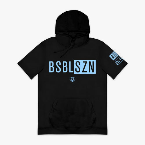 BSBL-SZN Short Sleeve Hoodie V2 - Black/Light Blue