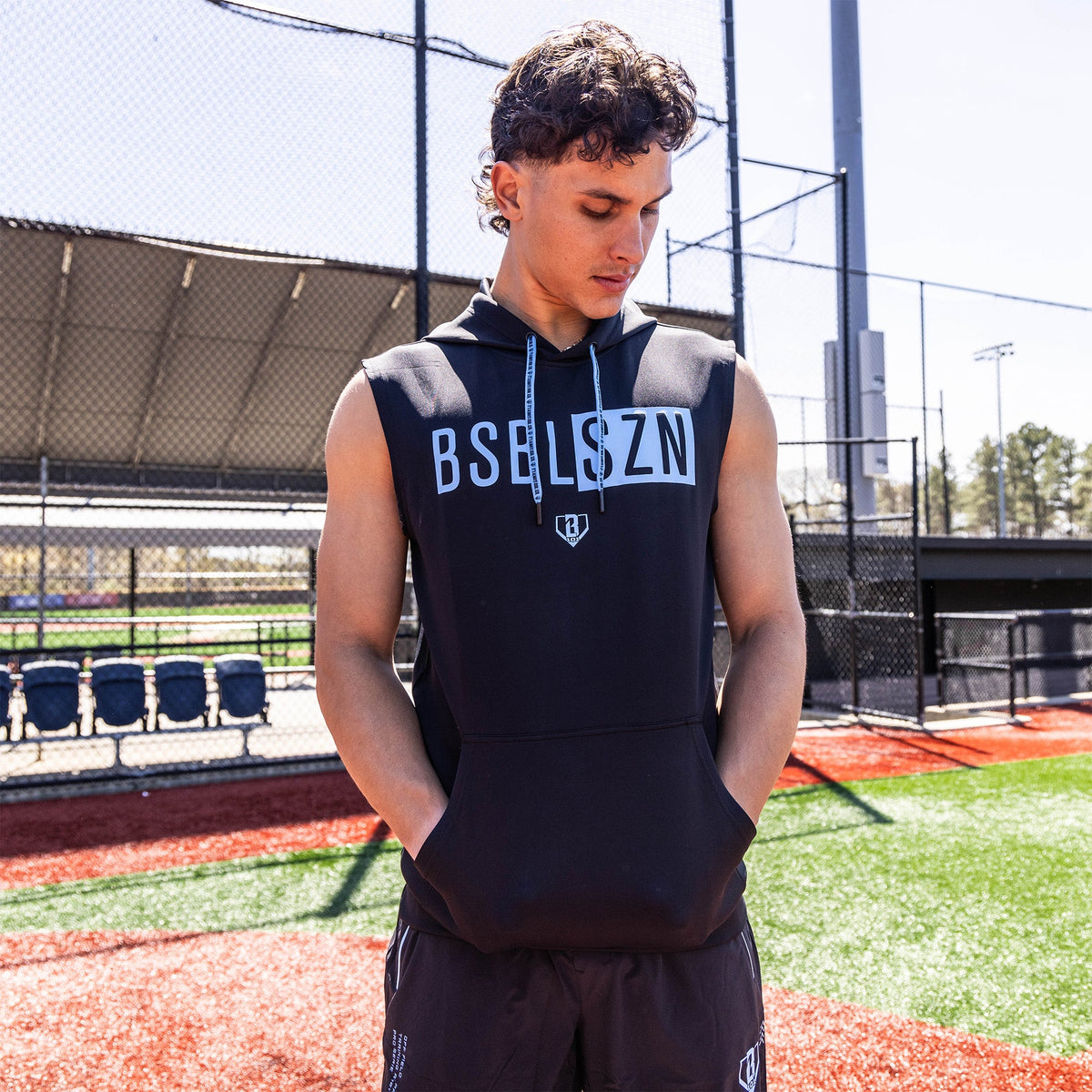 BSBL-SZN Sleeveless Hoodie V3 - Black/Light Blue