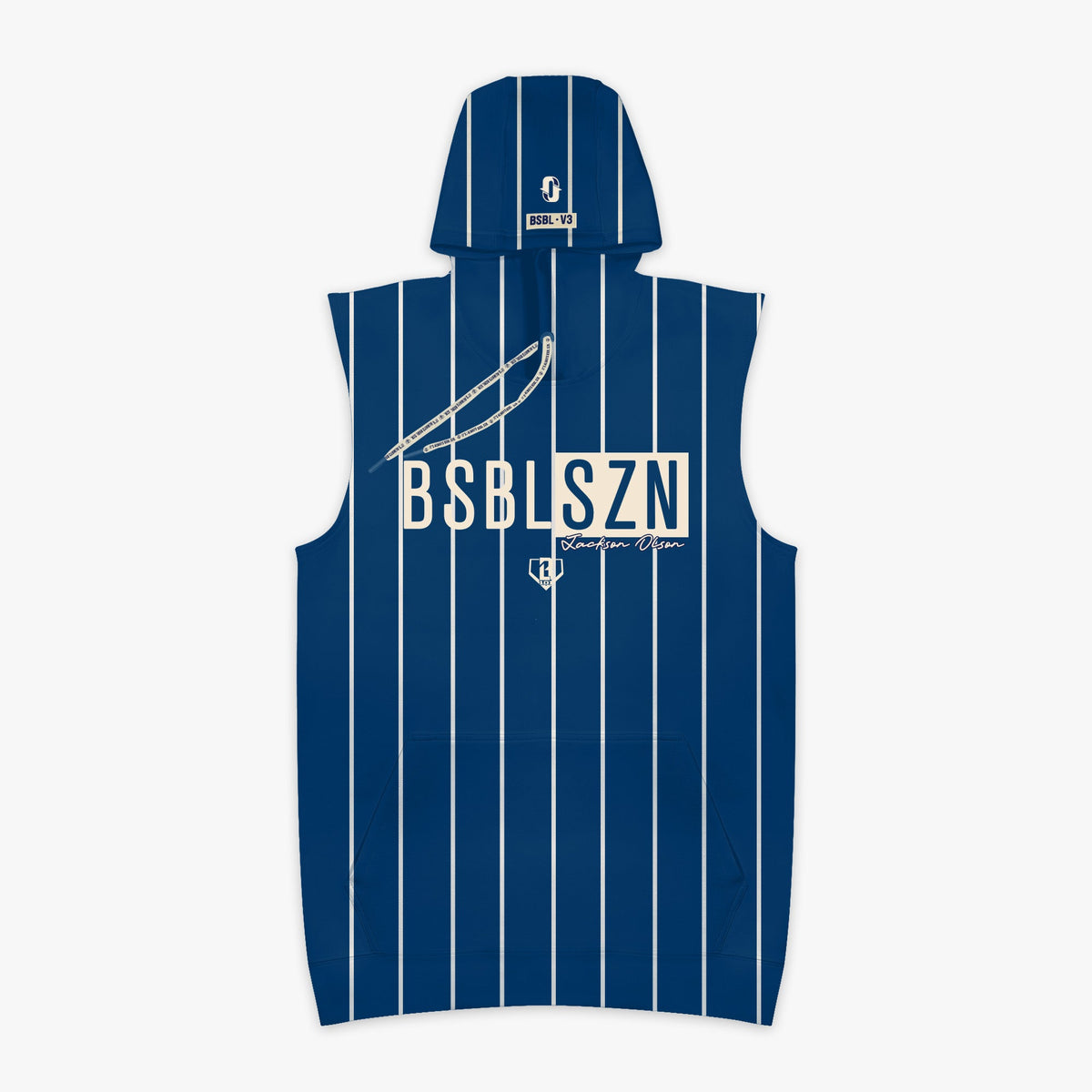 BSBL-SZN Sleeveless Hoodie V3 - Jackson Olson Midnight Pinstripes