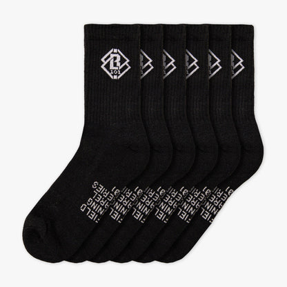 Crew Performance Poly Socks 6-Pack - Black