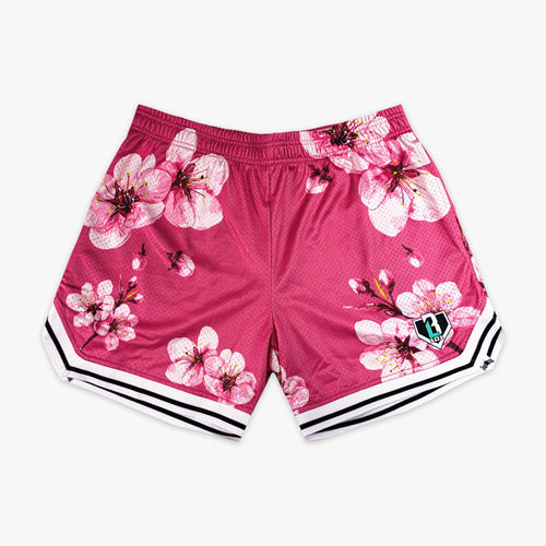 Cherry Blossoms Youth Court Shorts - Pink