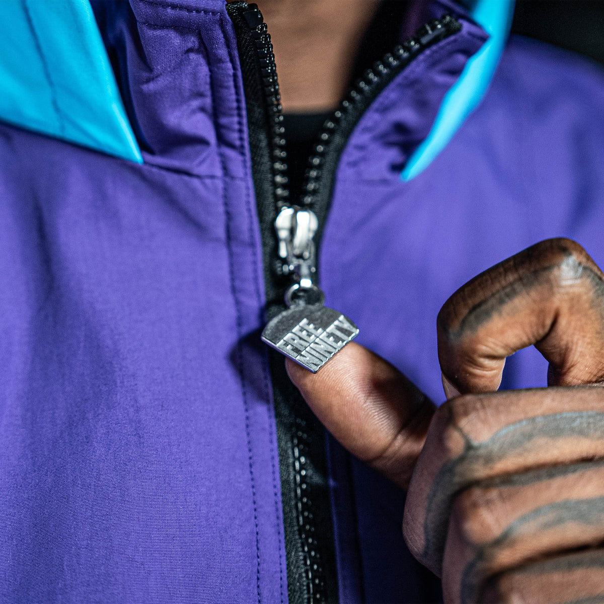 Colorblock Pullover Jacket - Blue/Purple
