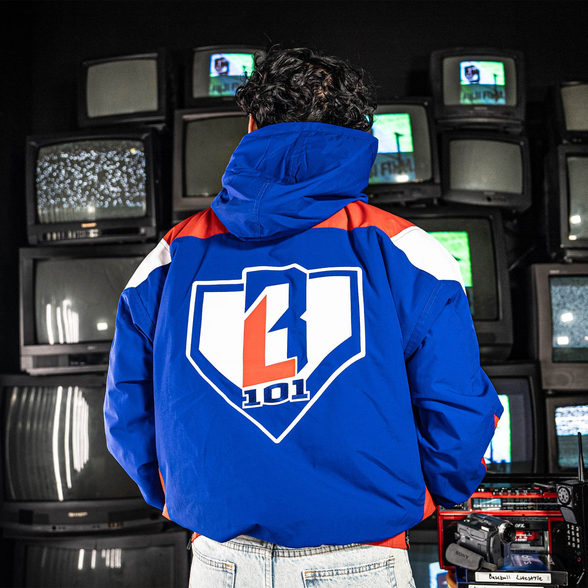 Colorblock Pullover Jacket - Red/White/Blue