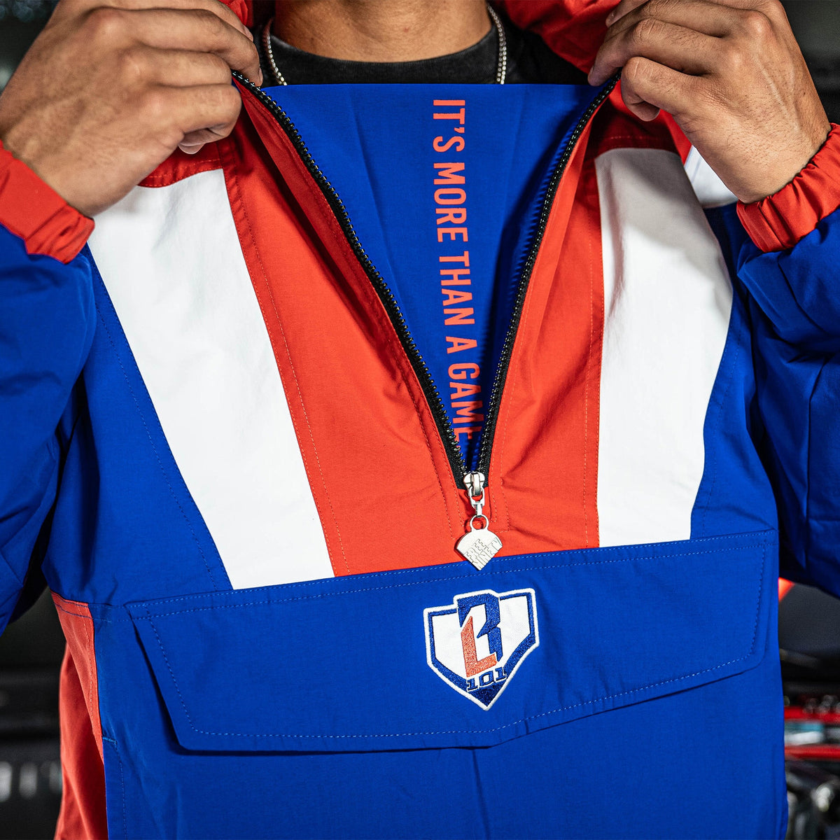 Colorblock Pullover Jacket - Red/White/Blue