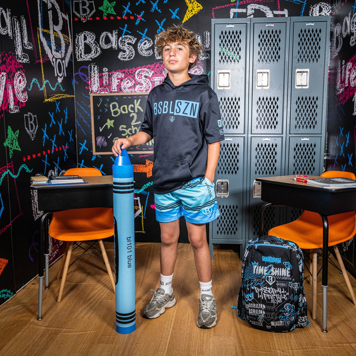 Crayon Youth Shorts - Ovadora Blue