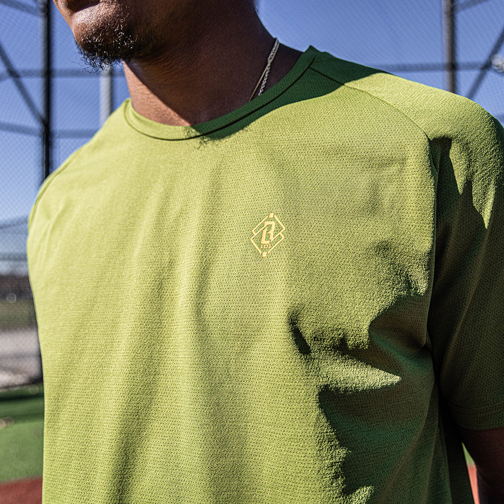 Diamond Tech Tee - Olive Green/Orange