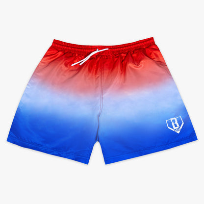 Gradient Swim Trunks - Red/White/Blue