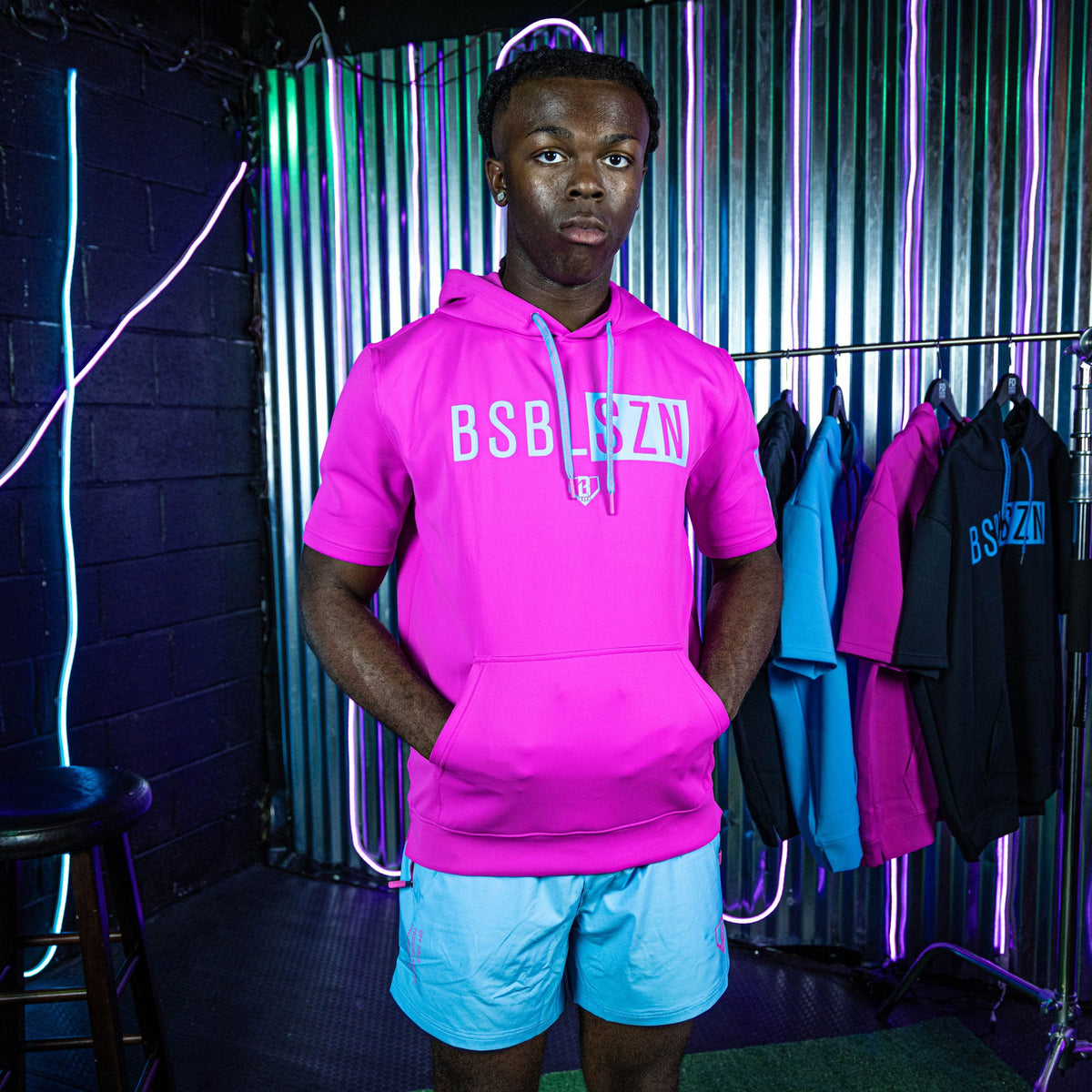 BSBL-SZN Short Sleeve Hoodie V3 - Cotton Candy Pink