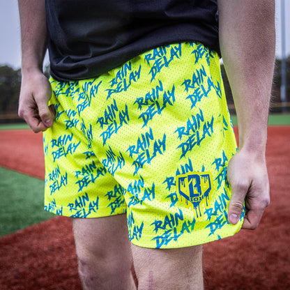 Rain Delay Youth Shorts - Yellow/Blue