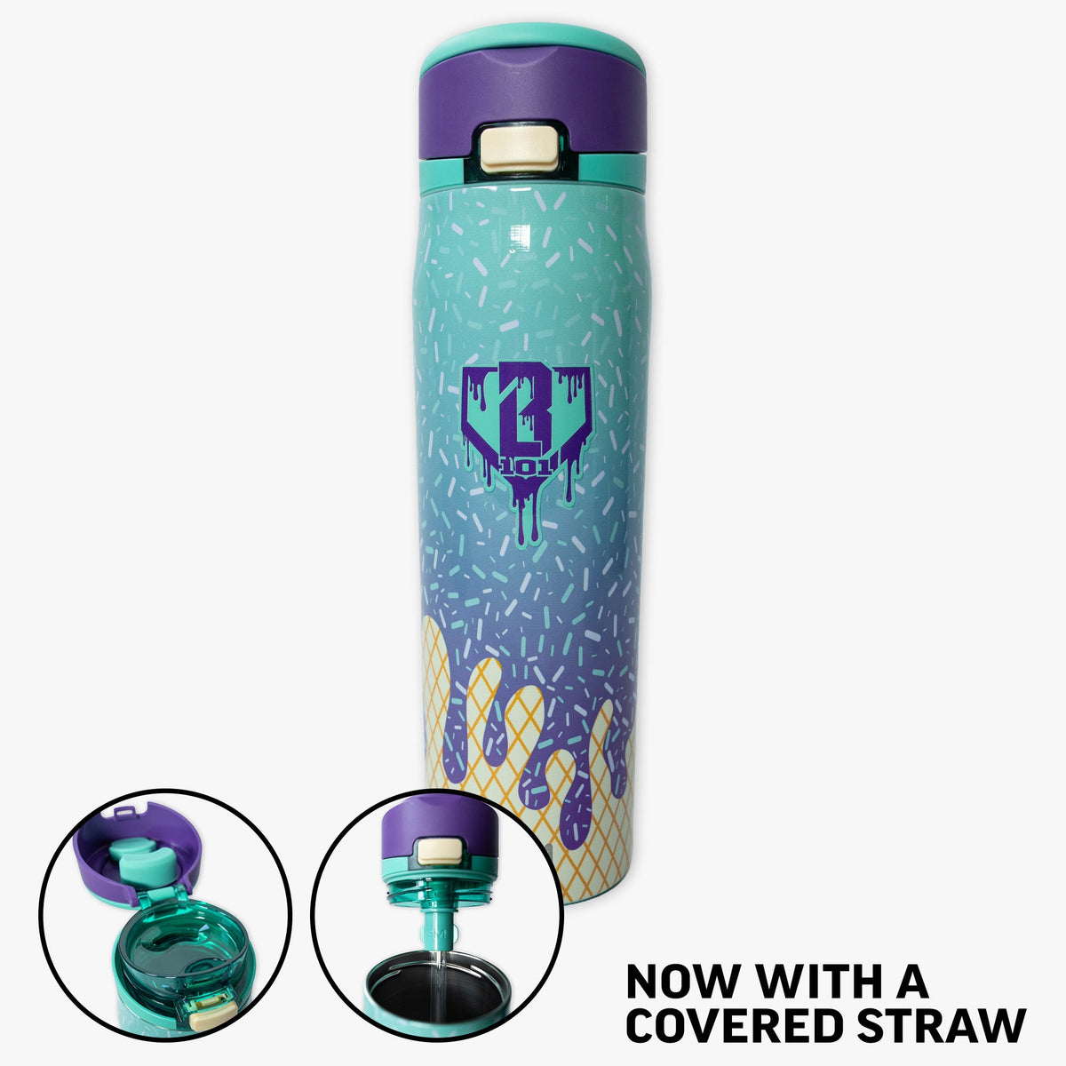 Mesa Loop Water Bottle with Covered Straw - Galaxy Grape Ice Cream
