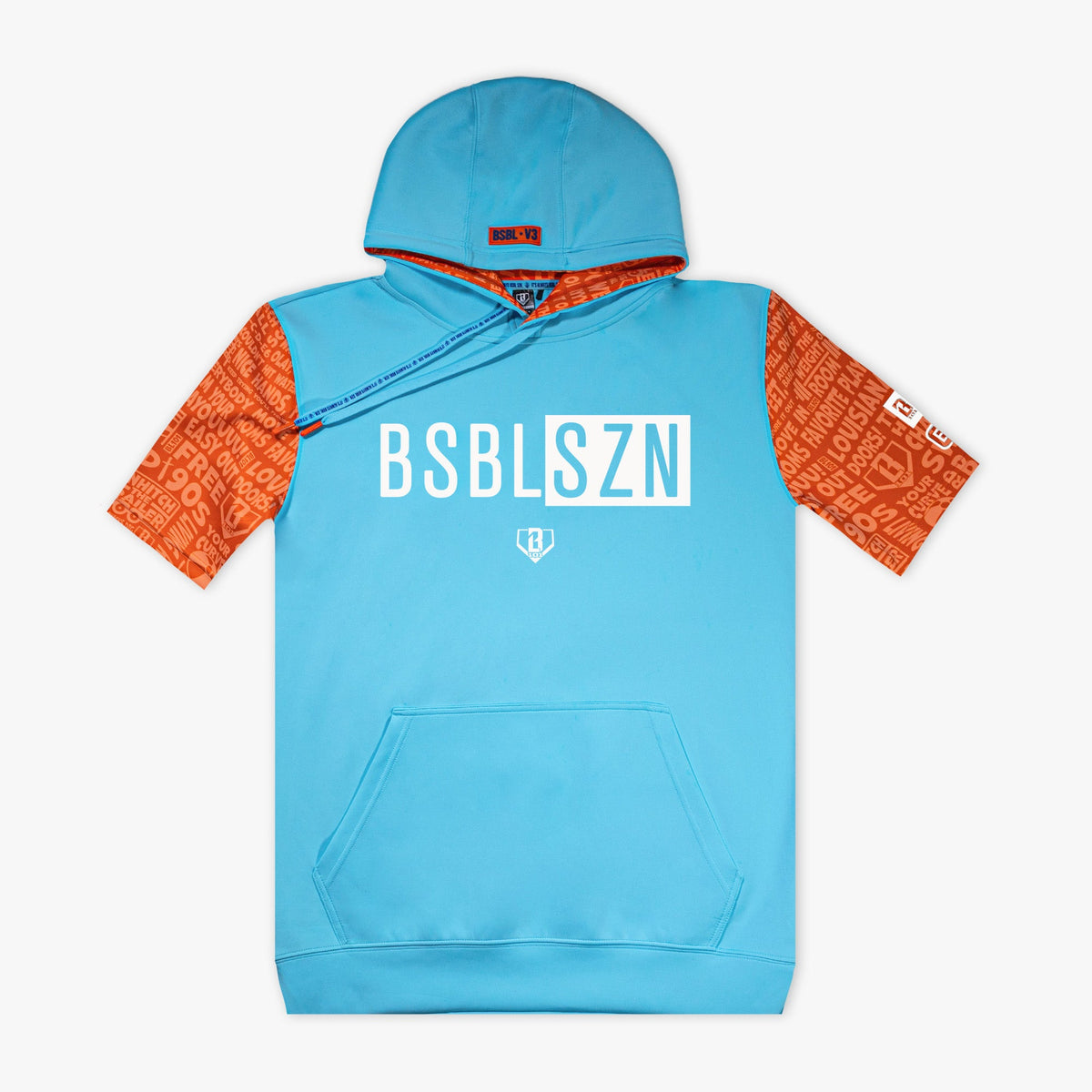 BSBL-SZN V3 Short Sleeve Hoodie - Blue/Orange