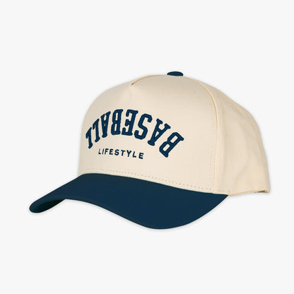 Upside Down Baseball Hat - Cream/Navy