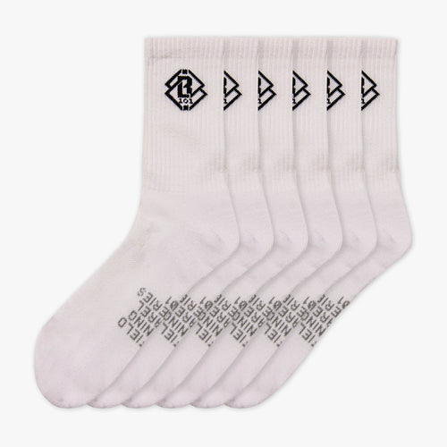 Crew Performance Poly Socks 6-Pack - White