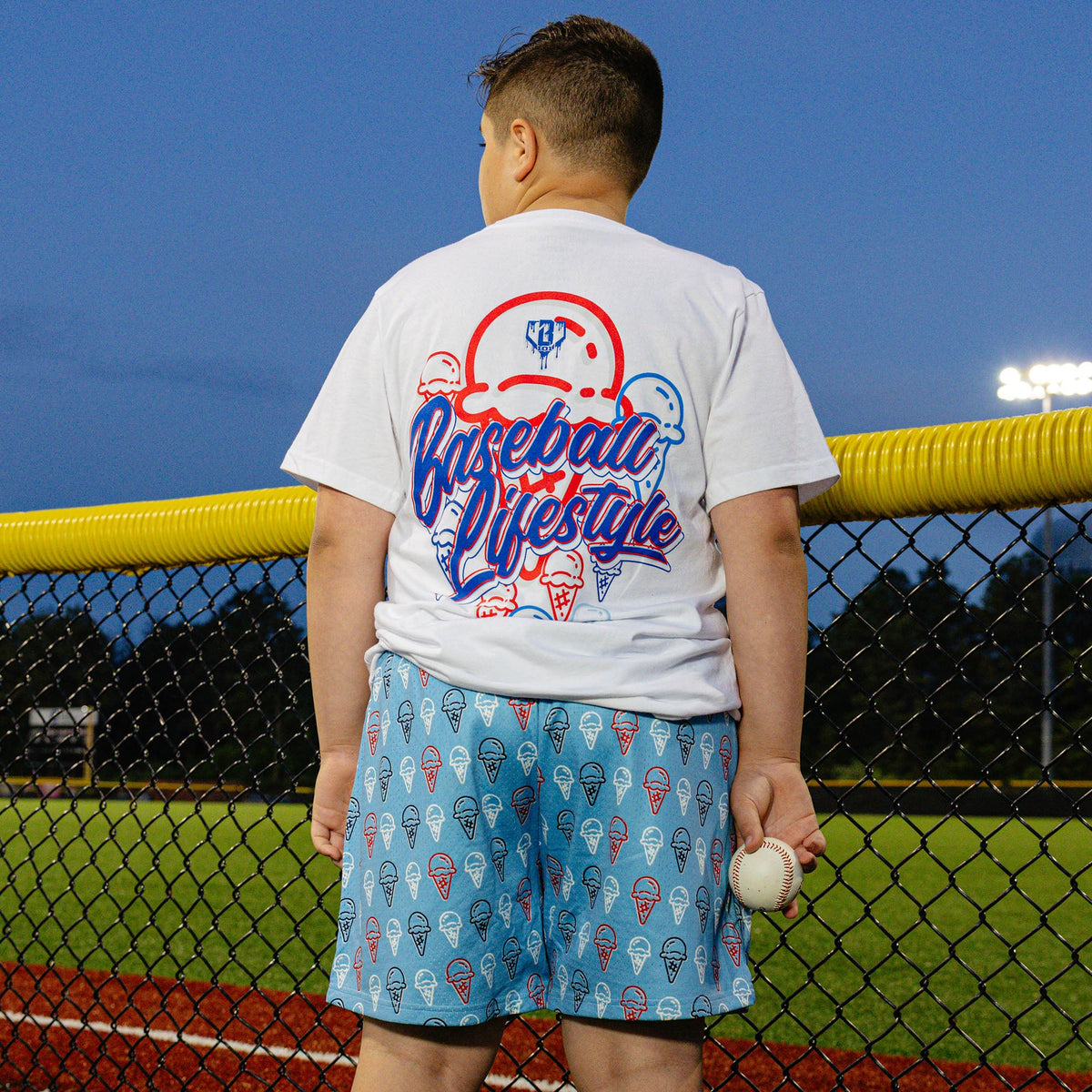 Scoops Ice Cream Youth Shorts - Light Blue