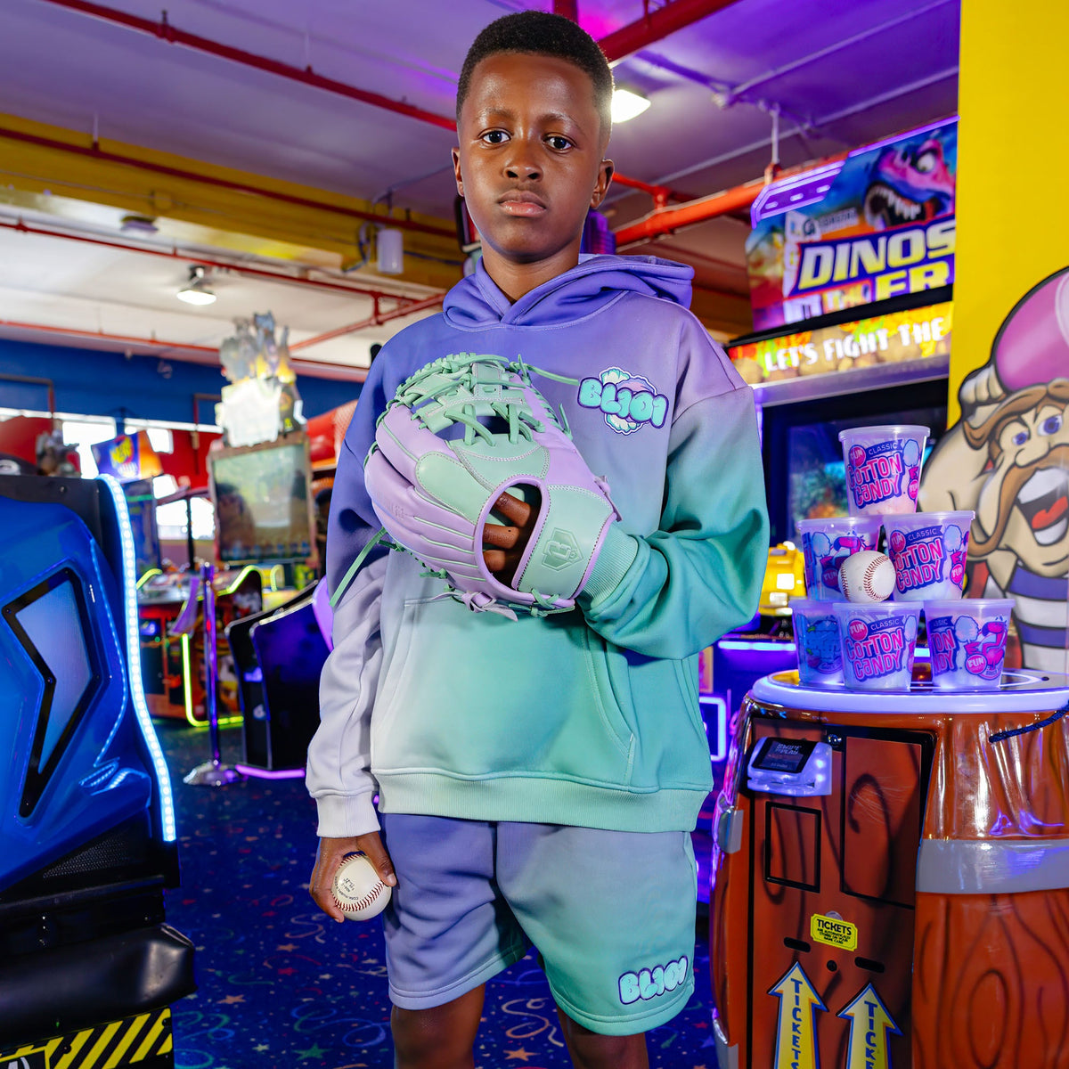 Cotton Candy Youth Sweatshorts - Galaxy Grape