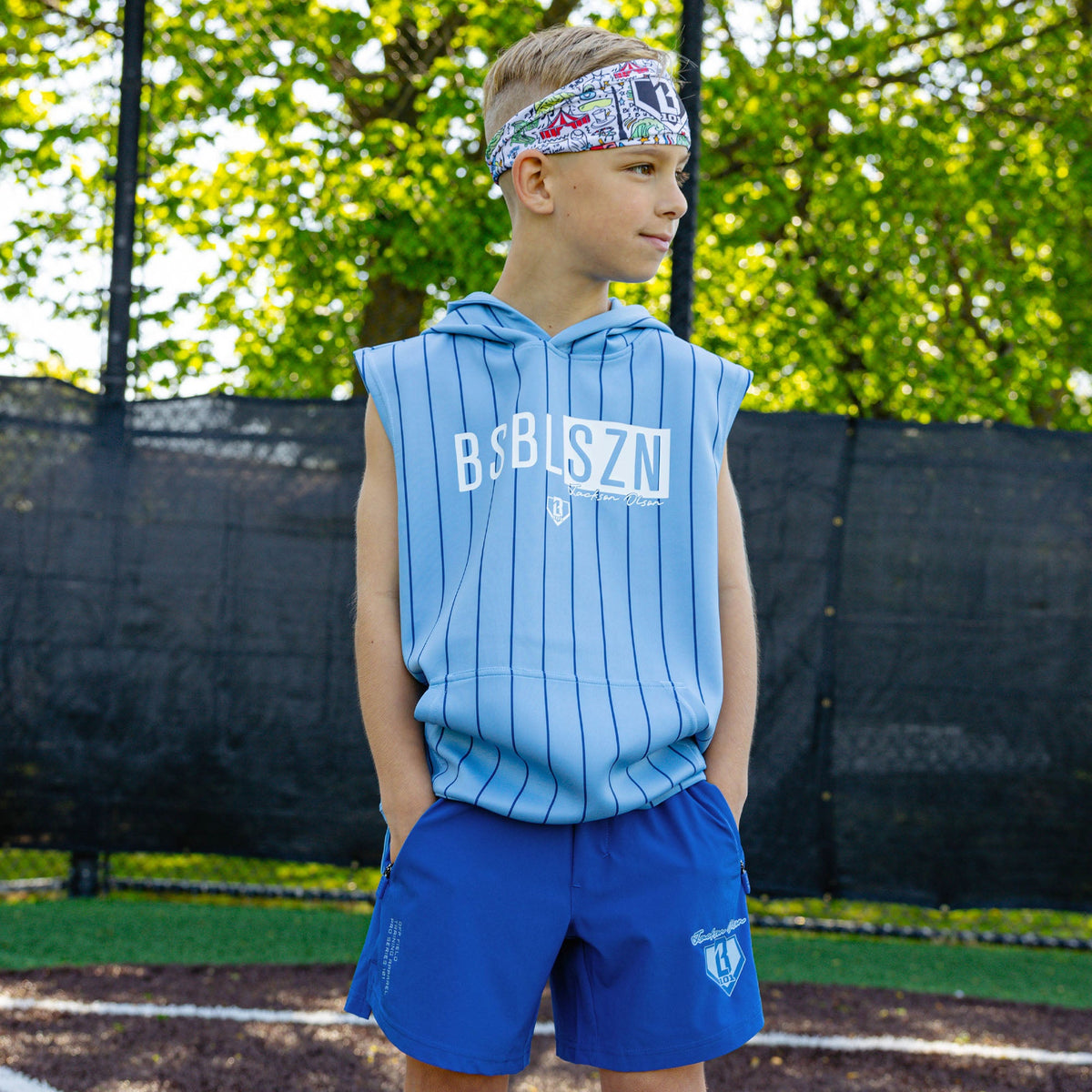 Pro Series Youth Shorts V2 With Liner - Blue Pinstripes