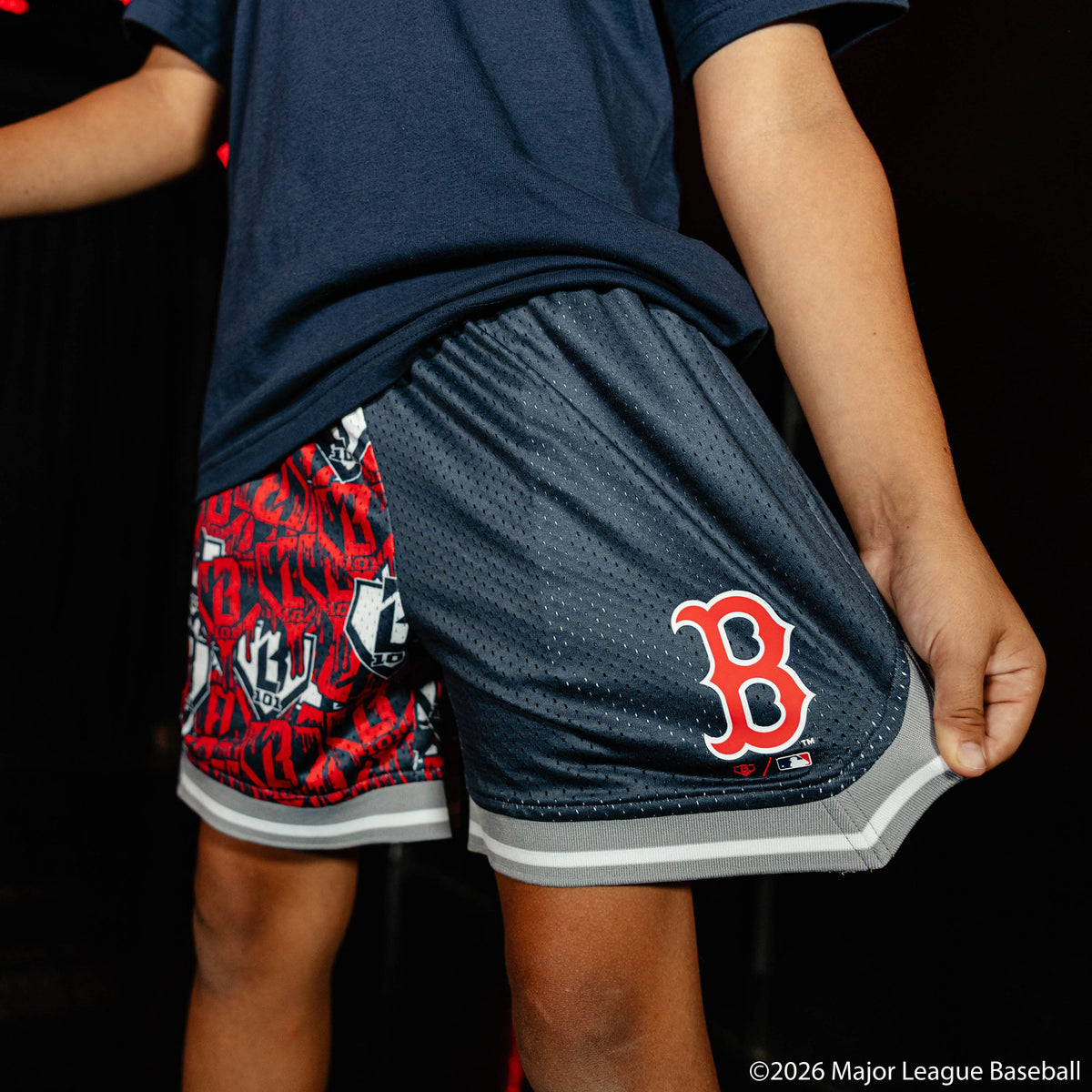 Boston Red Sox Sticker Youth Court Shorts