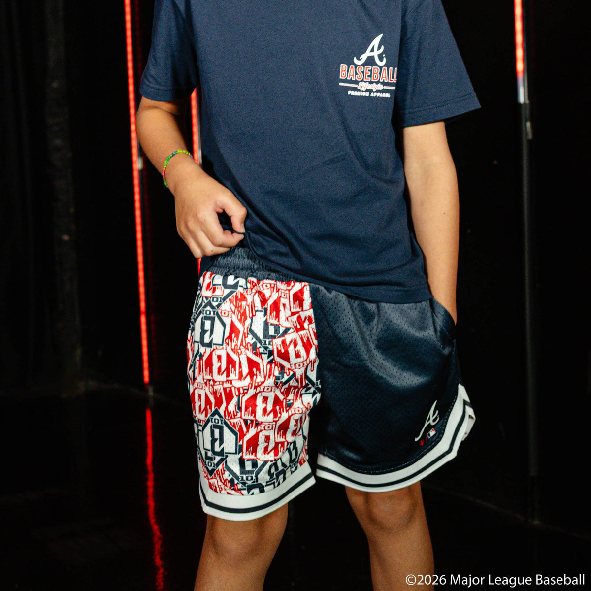 Atlanta Braves Sticker Youth Court Shorts