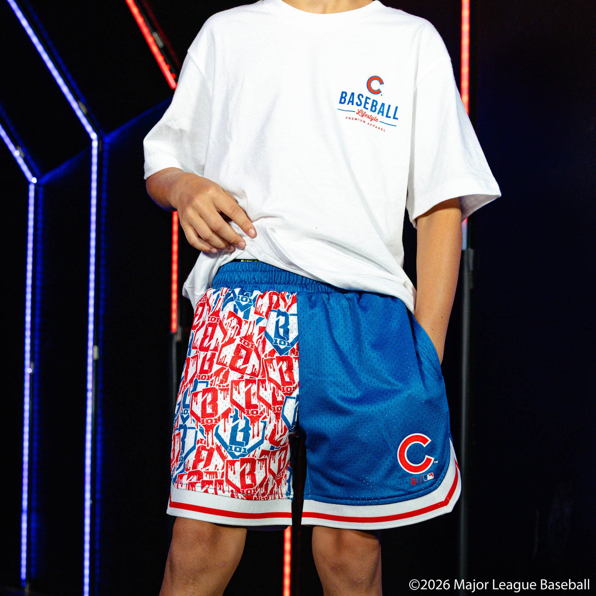 Chicago Cubs Sticker Youth Court Shorts
