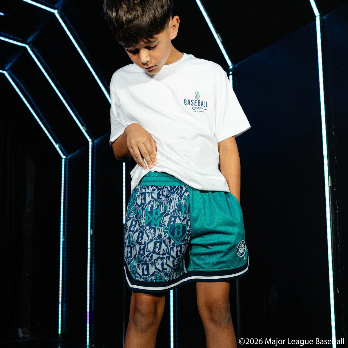 Seattle Mariners Sticker Youth Court Shorts