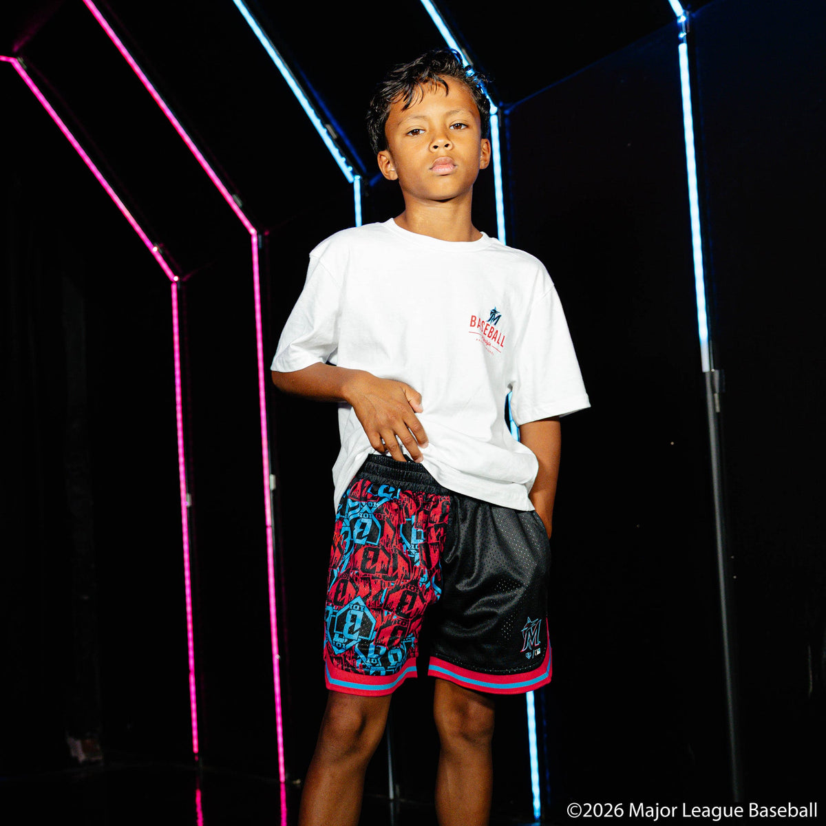 Miami Marlins Sticker Youth Court Shorts